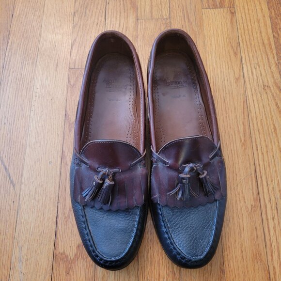Allen Edmonds 13 NASHUA Wing Tip Brown Black Leather Tassel Dress Shoes Slip On - Picture 2 of 8